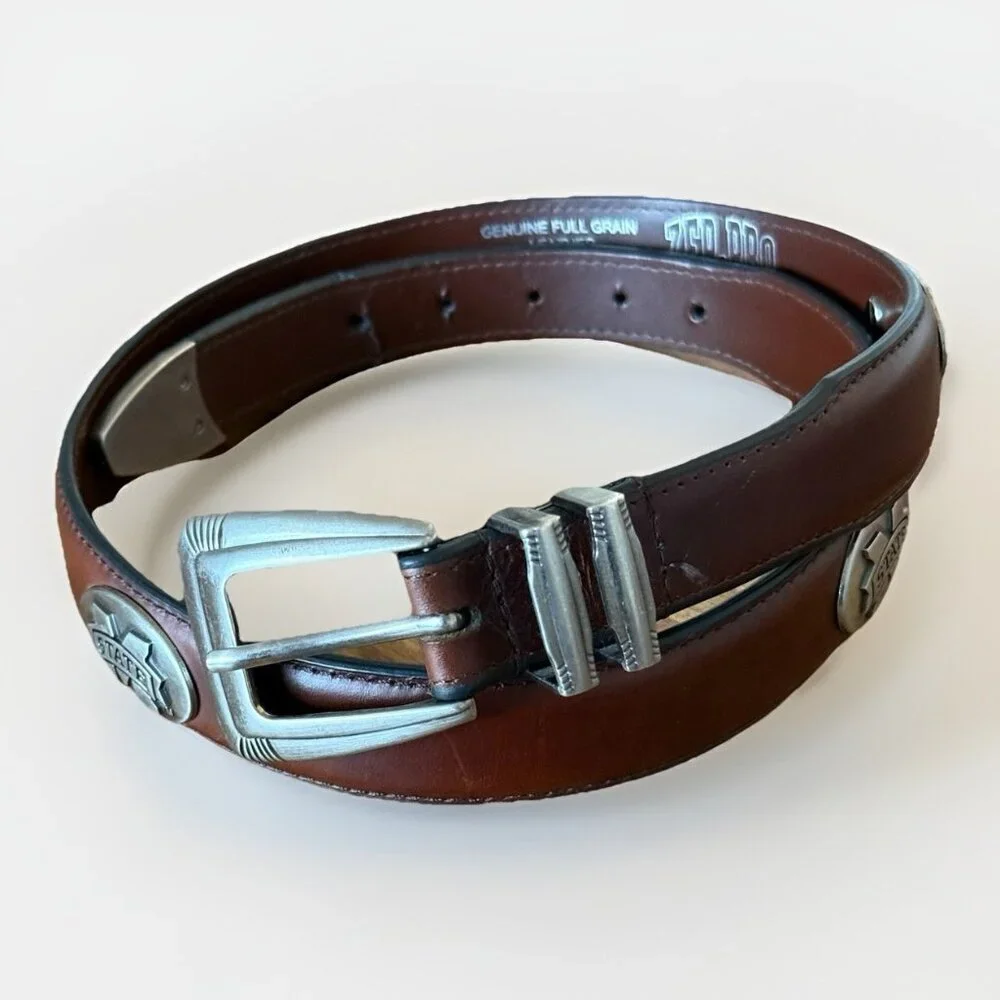 ZEP-PRO Belt Mens‎ Size 32 Brown Full Grain Leather Mississippi State University